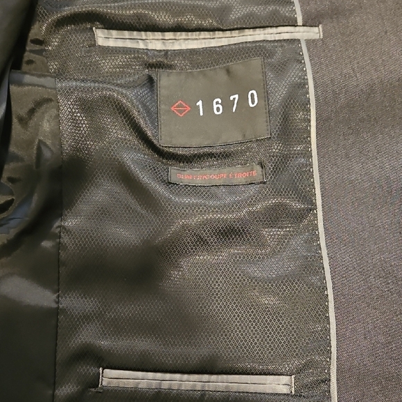 1670 2PCS Mens Business Suit Blazer Slim Fit Tuxedo Coat & Pants Formal black - Picture 2 of 10